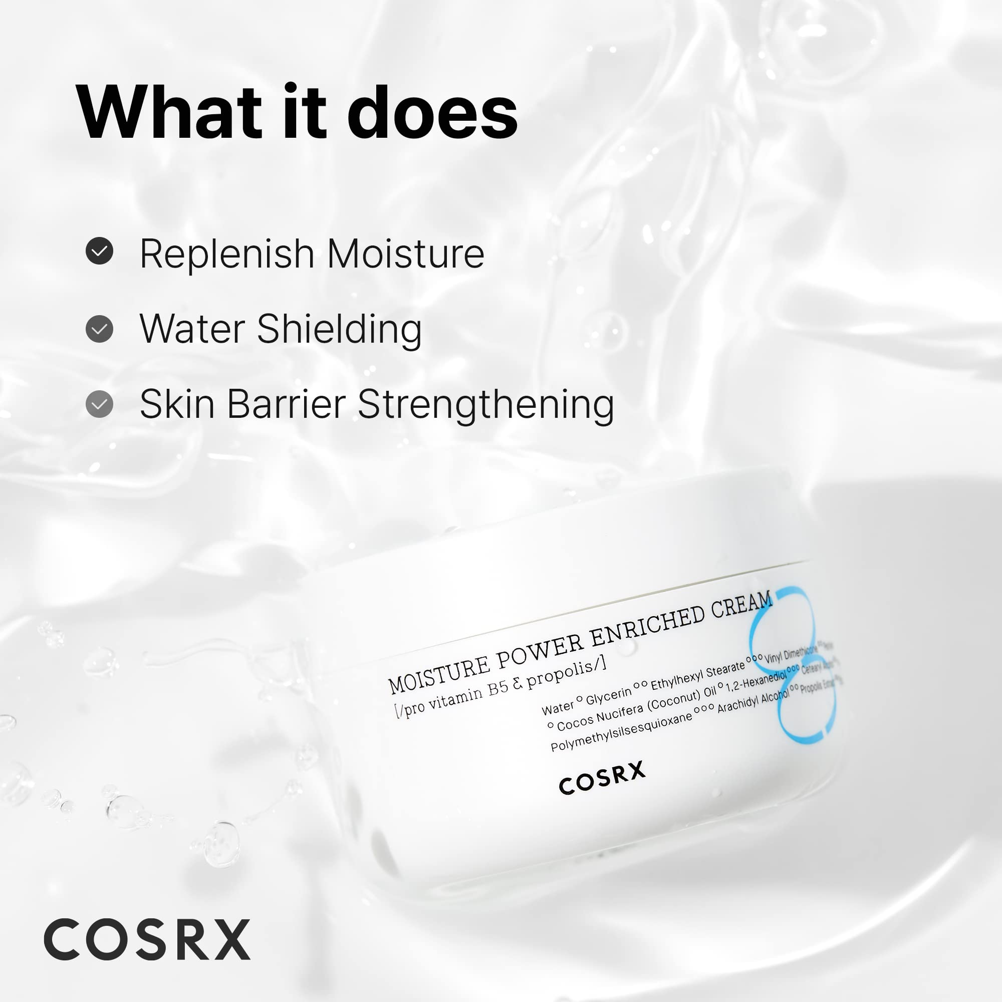 COSRX Hyaluronic Acid Moisturizer silky-velvet-texture closeup shows smooth, hydrated-looking skin.
