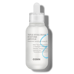 COSRX Hydrium triple hyaluronic ampoule bottle provides deep hydration for dewy skin
