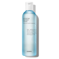 COSRX Hydrium Watery Toner bottle close-up highlights hydration benefits.