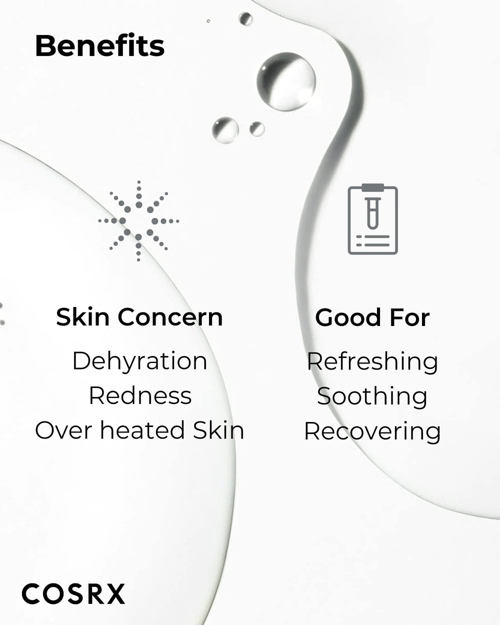 COSRX Hydrium Toner cooling shot illustrates refreshing relief on heated skin.