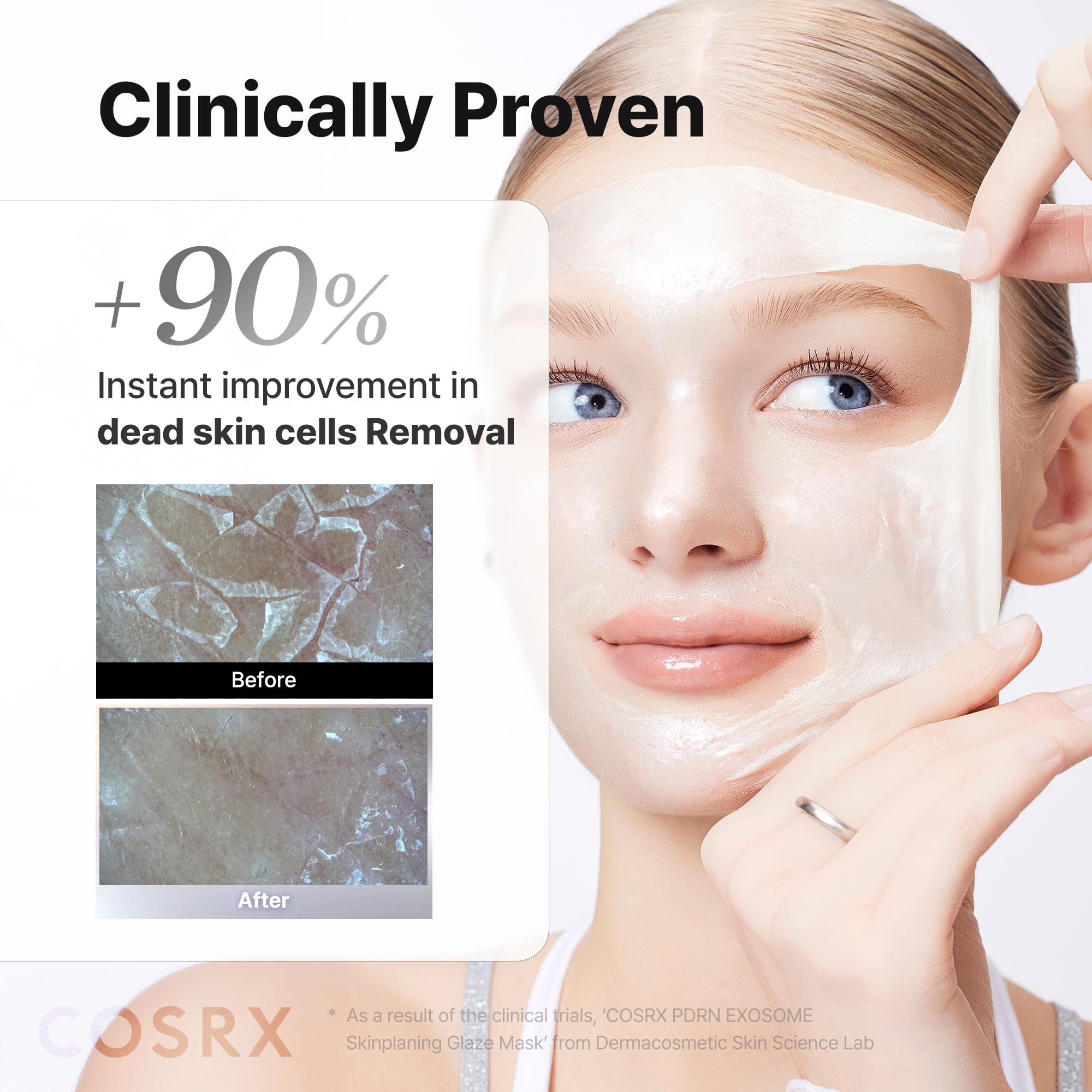 COSRX ingredients display with PDRN, exosomes and collagen highlighting repair benefits