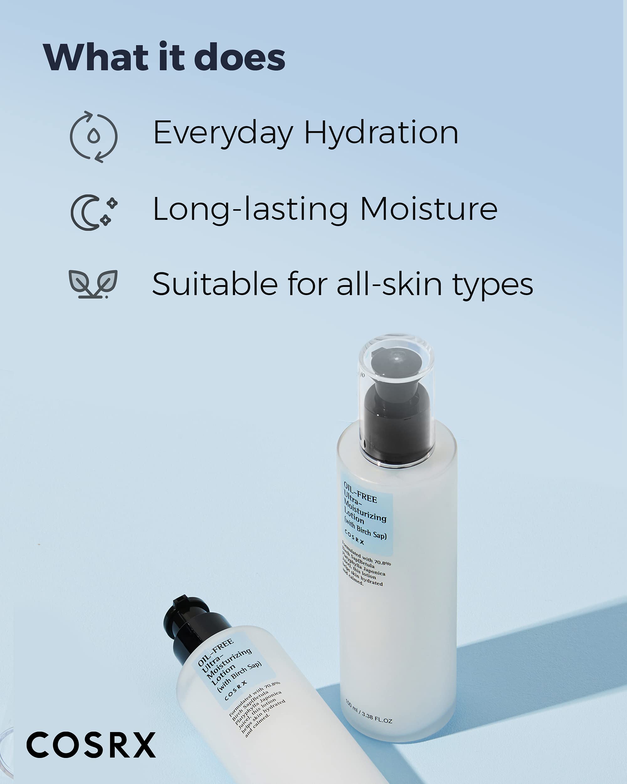 COSRX Oil Free Lotion quick absorption shown as smooth skin after application