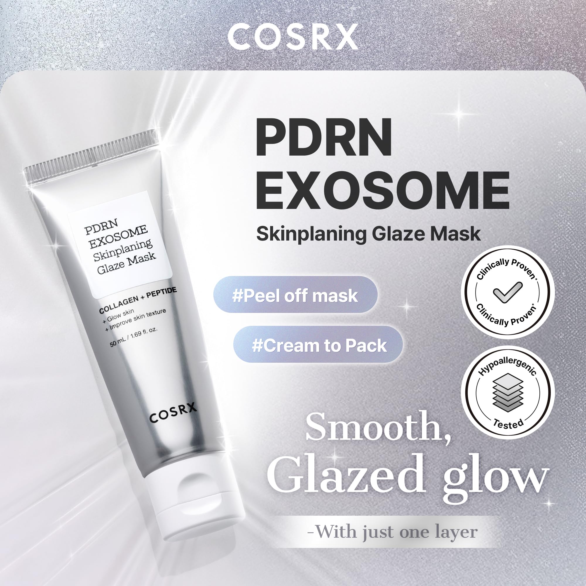 COSRX close-up of peel-off removal showing refined texture and clean finish
