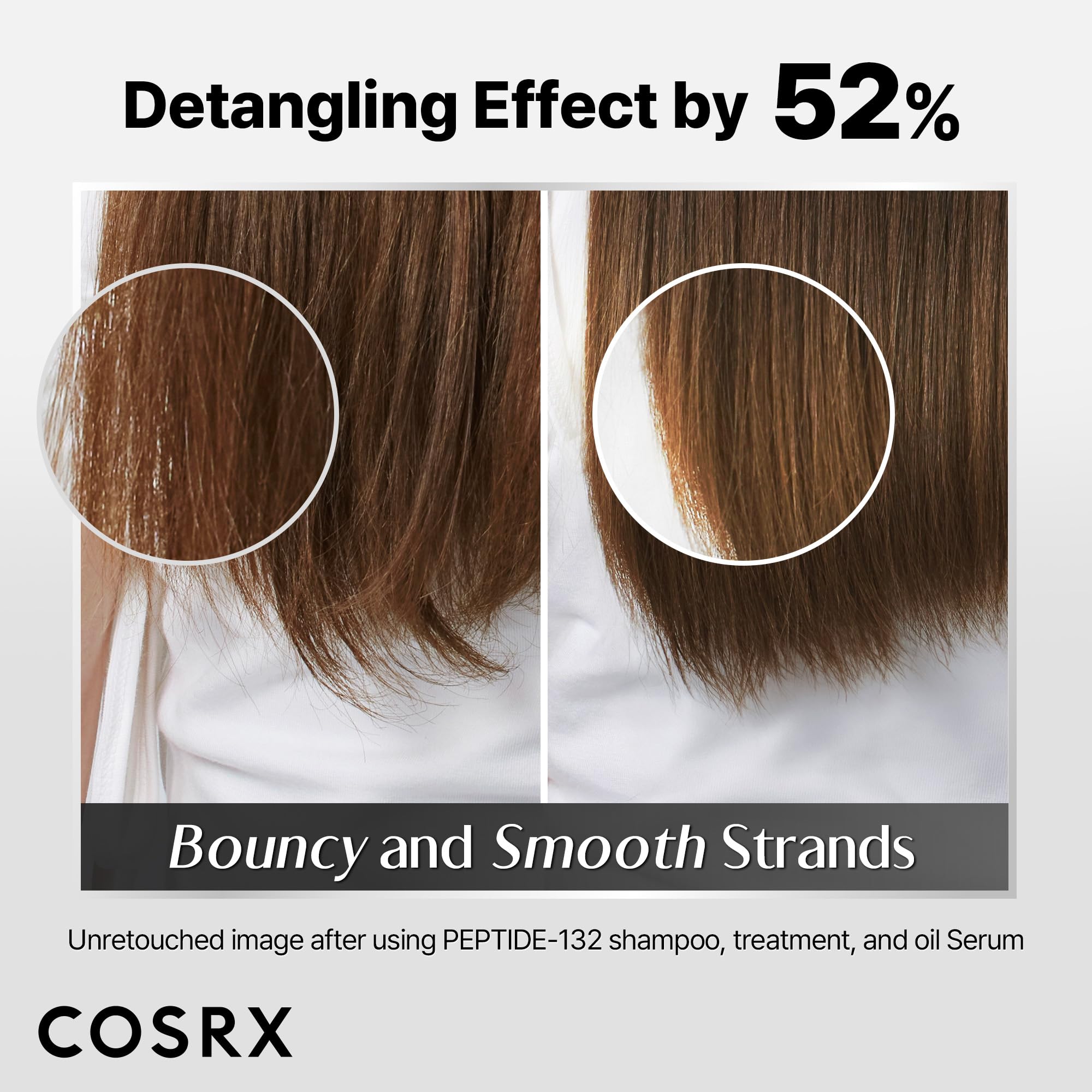 COSRX PEPTIDE-132 Bonding Treatment strengthens damaged hair in close-up