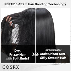 COSRX Peptide 132 Hair Bonding Oil Serum gloss finish on sleek hair.