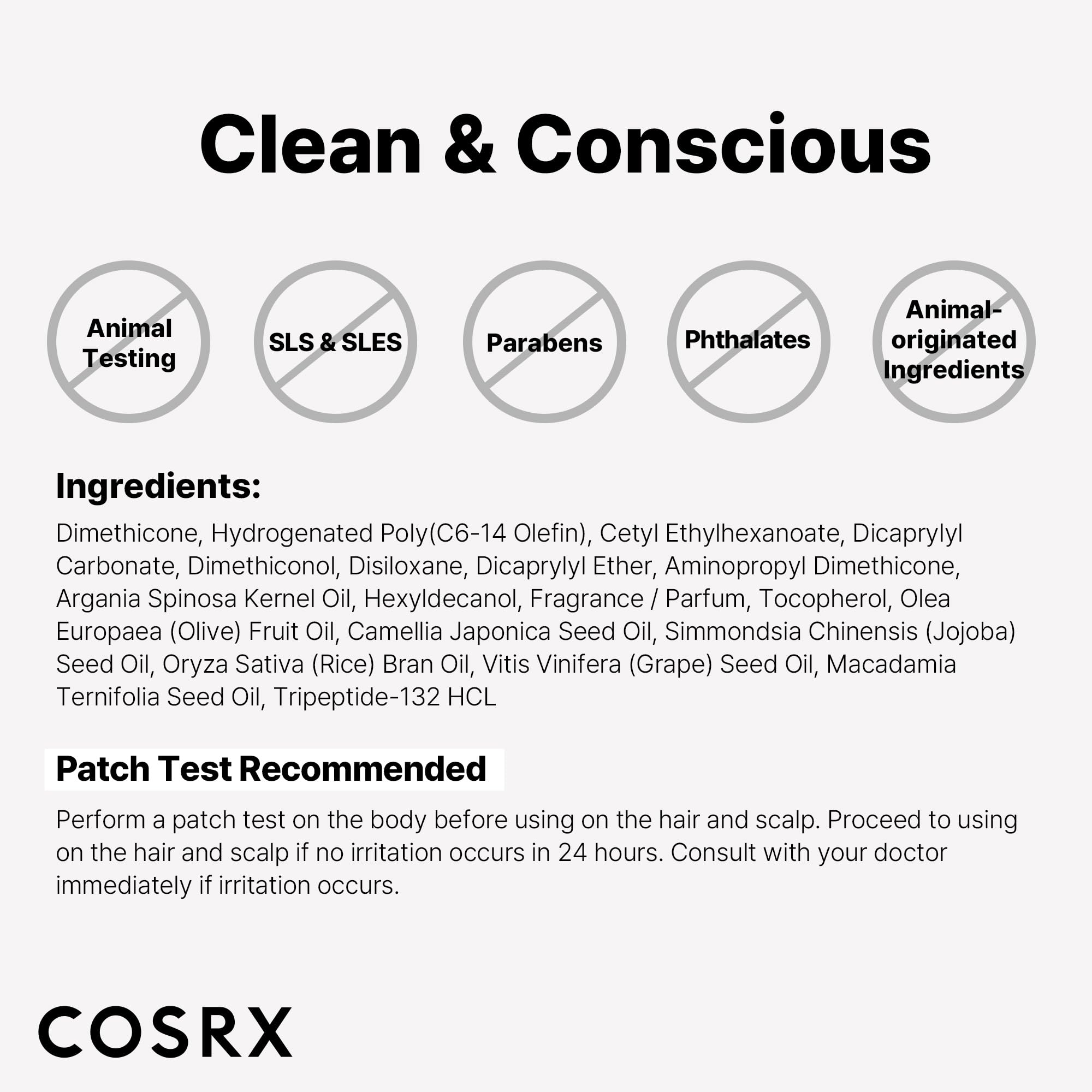 COSRX Peptide 132 hair care benefits close-up on smooth strands.
