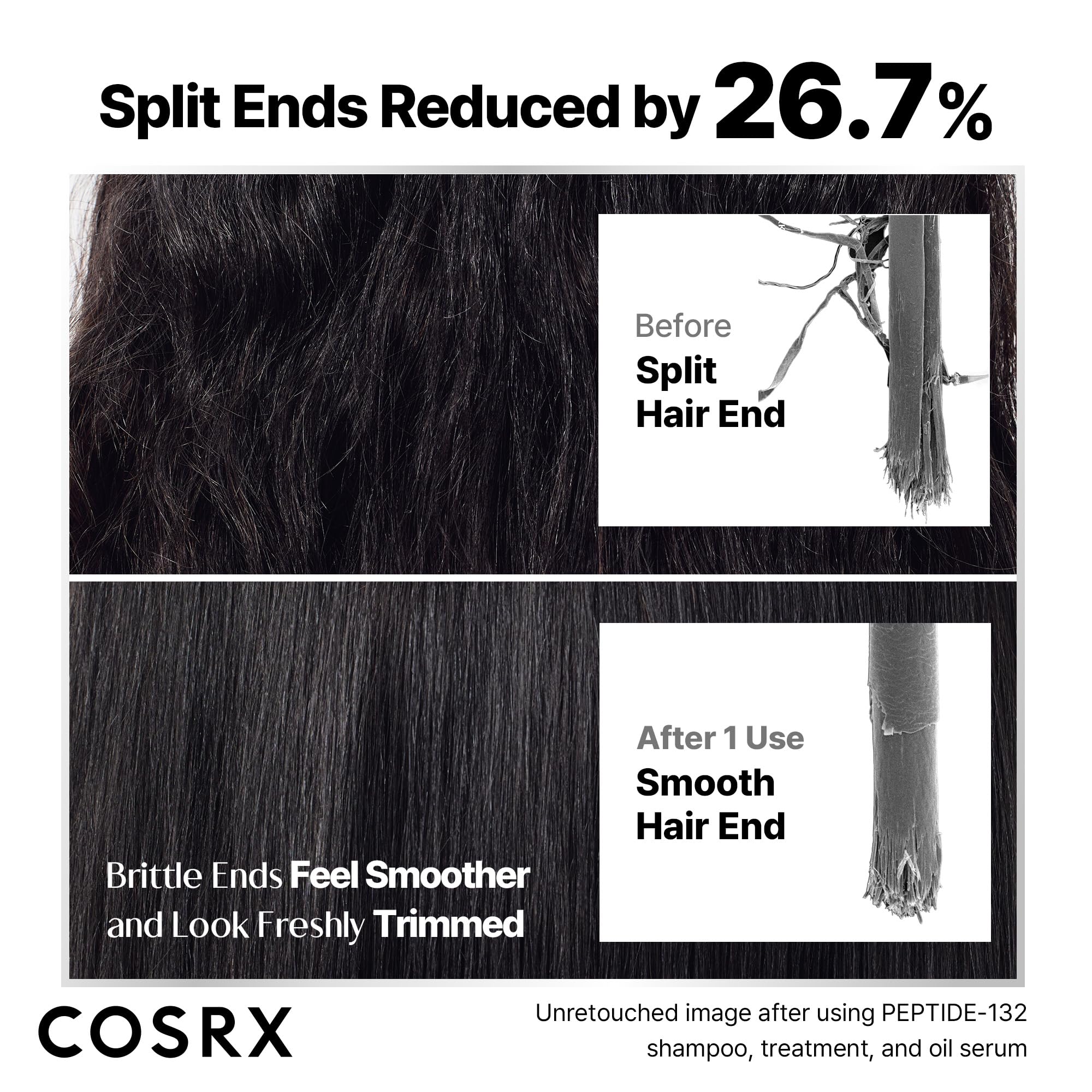 COSRX PEPTIDE-132 Oil Serum on semi-wet hair adds gloss and detangles