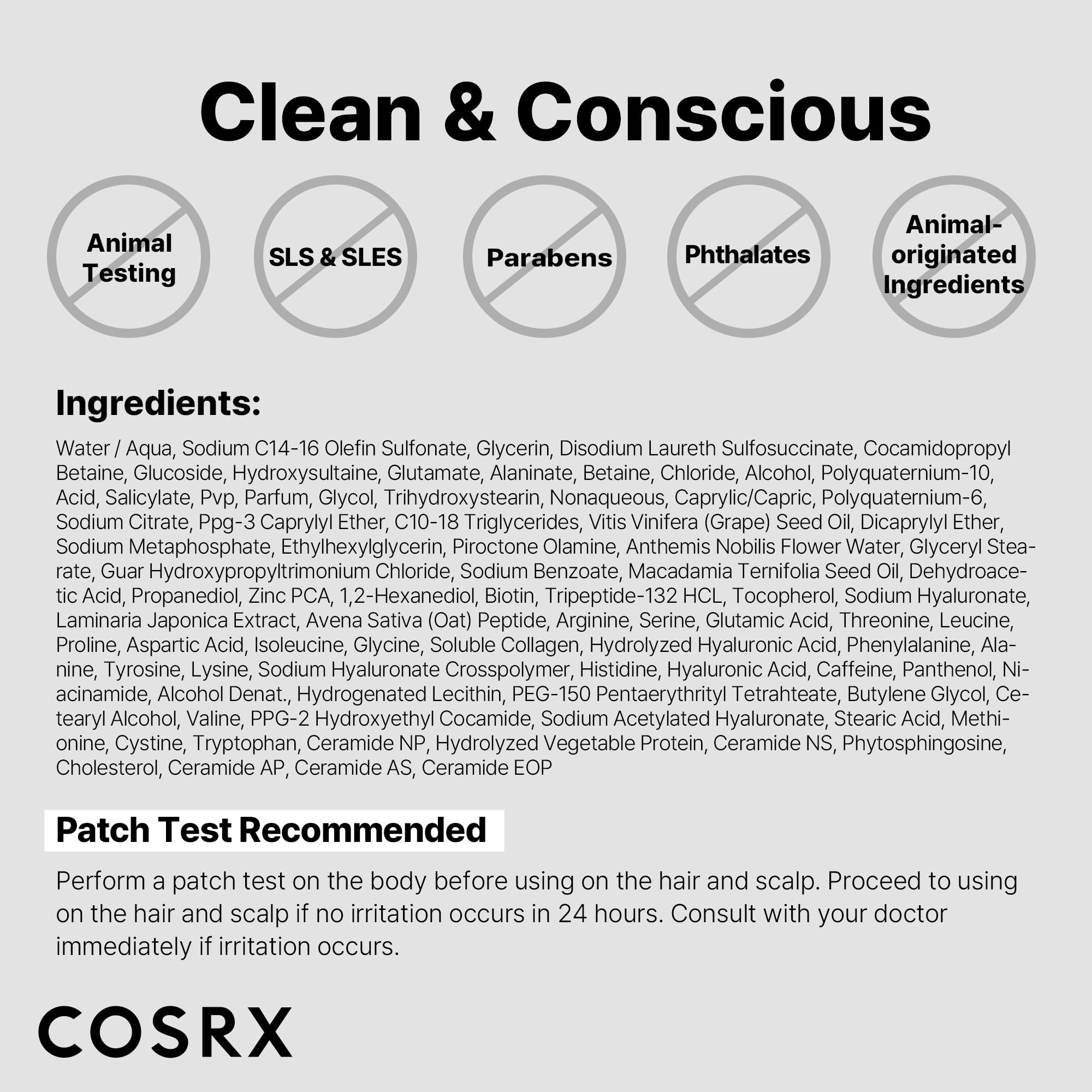 COSRX PEPTIDE-132 Scalp-care close-up suggests soothed, nourished scalp