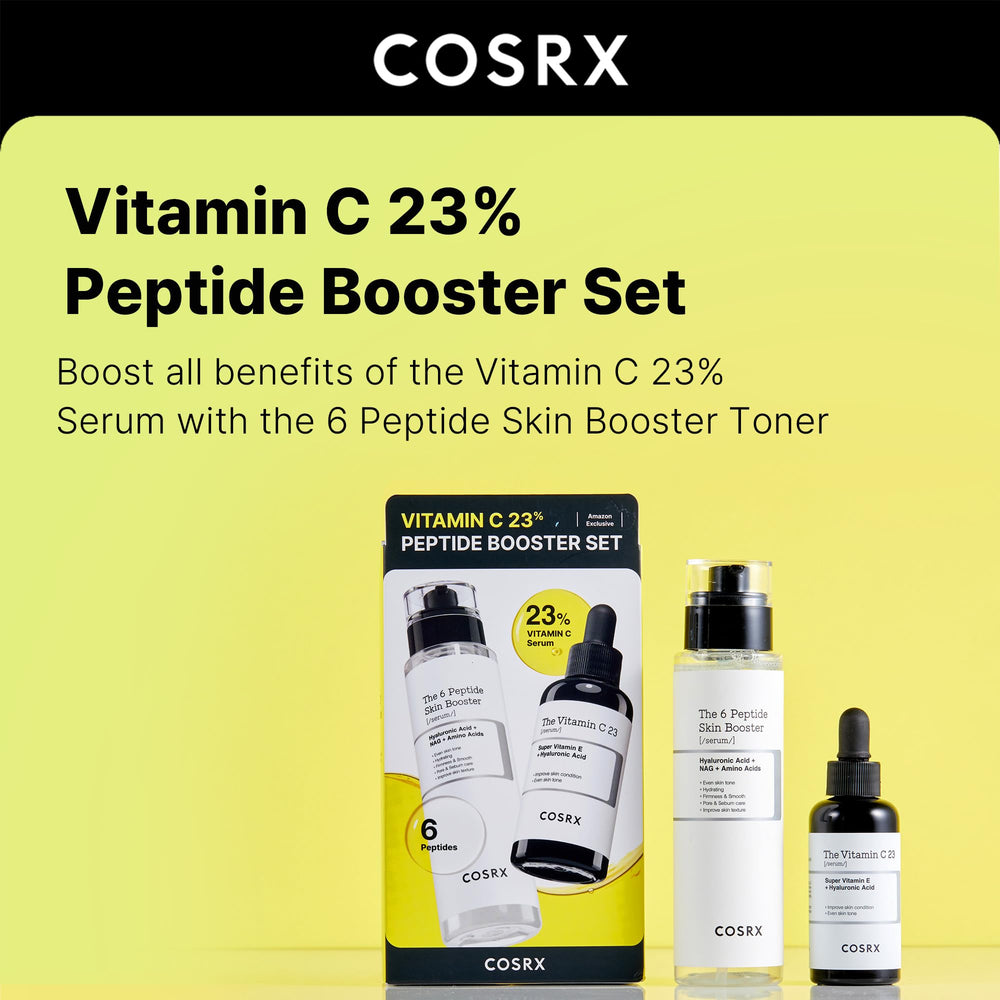 COSRX Peptide Booster Toner bottle with 6 peptides emphasizes refined pores and radiance.