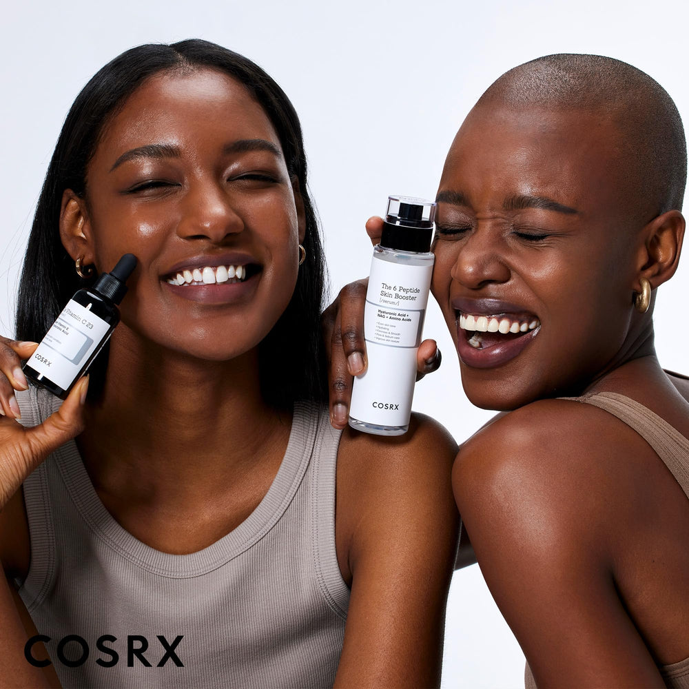 COSRX Peptide Booster Toner texture close-up suggests refreshing, skin-conditioning routine.