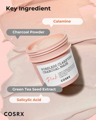COSRX pink-charcoal-mask-textured-pink-clay-application shows the mask in use.