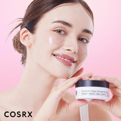 COSRX Pink Peptides Eye Patch placed under the eye during application.