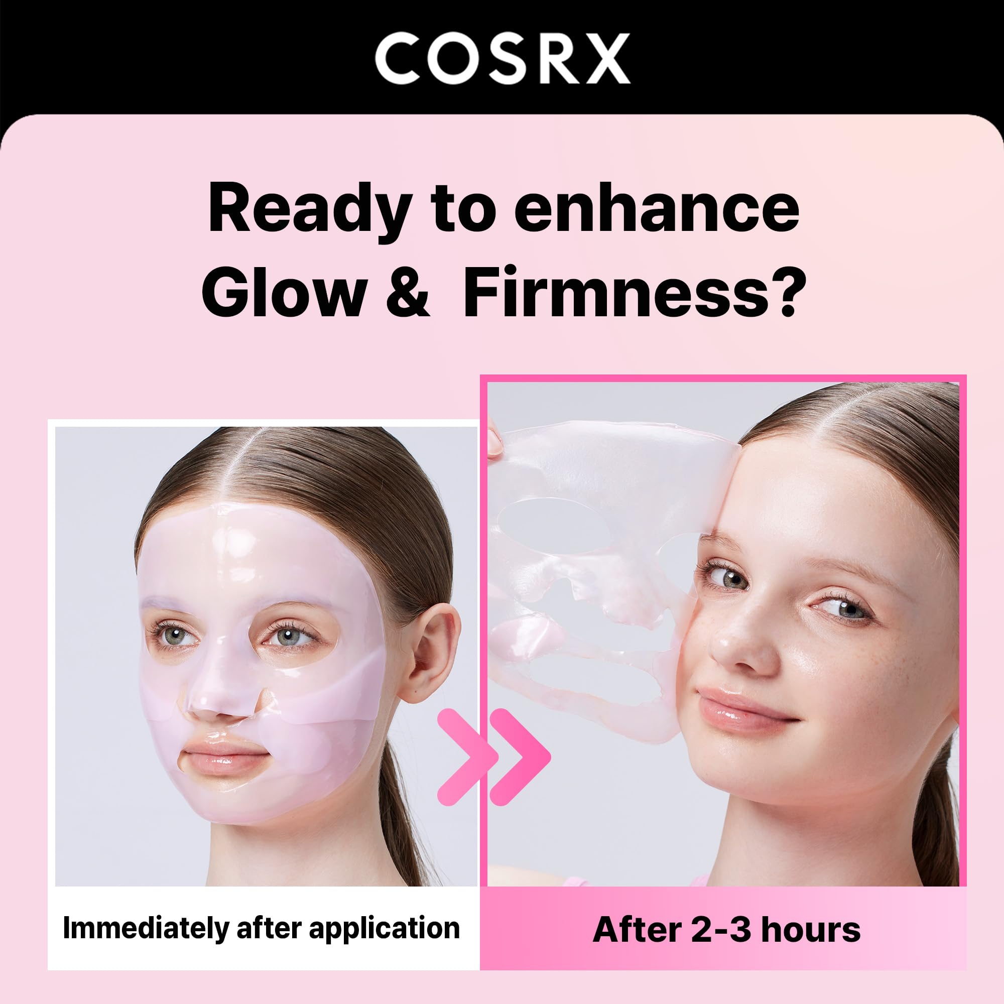 COSRX Pink Peptides hydrogel mask unboxing highlights premium texture and soothing application