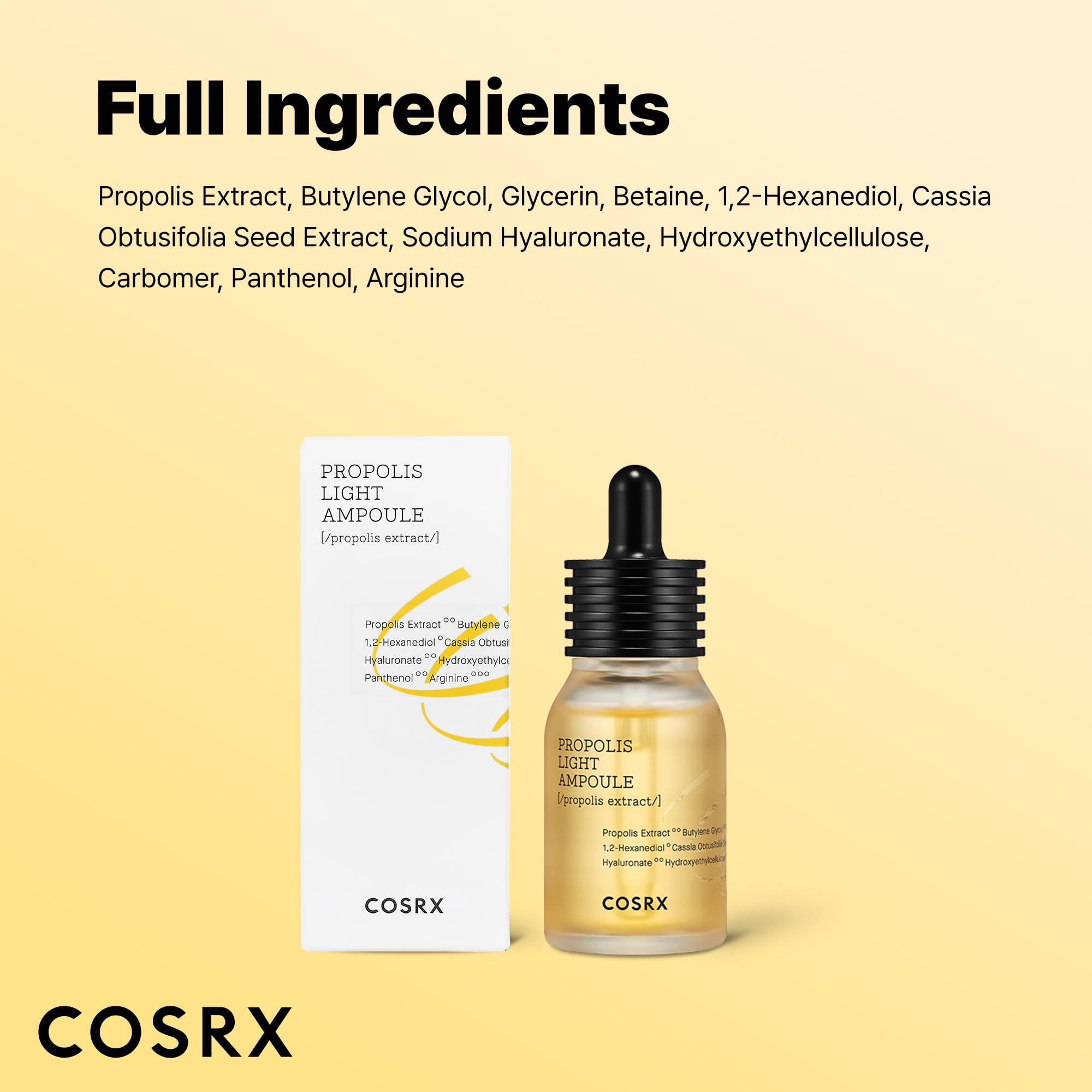 COSRX Propolis Ampoule dermatologist-tested, skin-friendly formula supports hydrated skin.