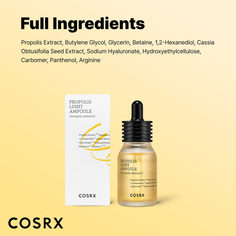 COSRX Propolis Ampoule dermatologist-tested, skin-friendly formula supports hydrated skin.