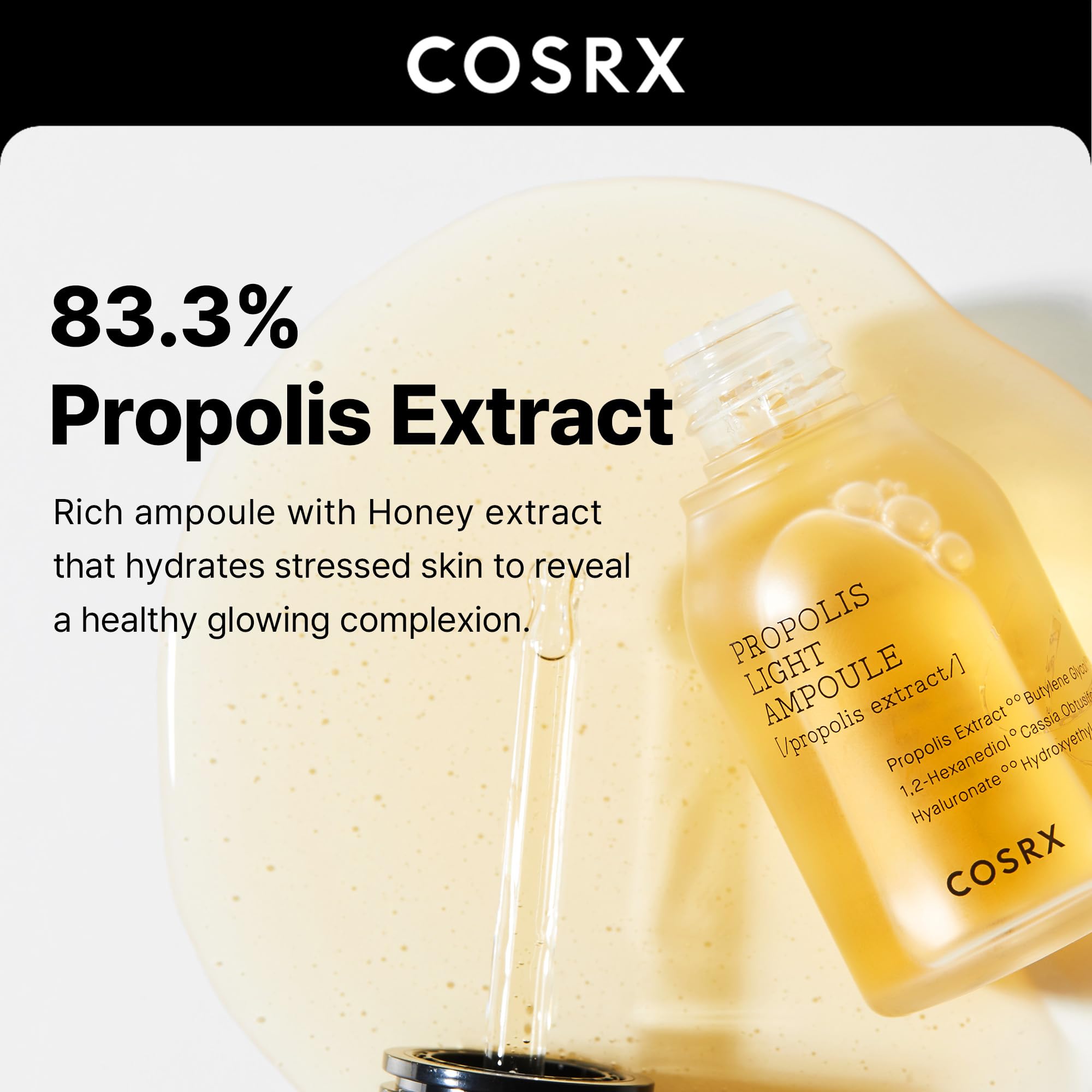 COSRX Propolis Ampoule packaging shot highlights gift-ready box design.