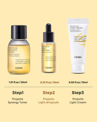 COSRX Propolis Light Ampoule bottle suggests lightweight hydration and radiance.