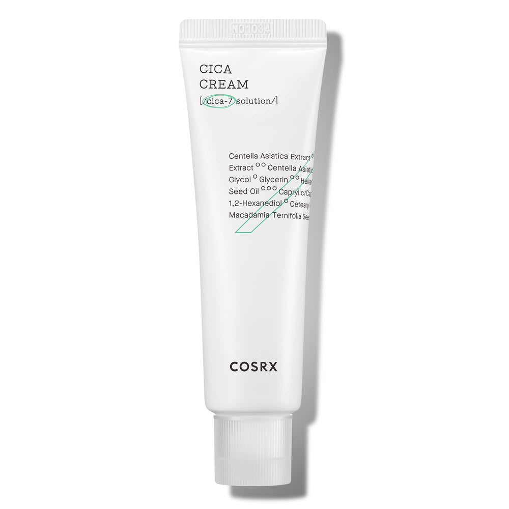COSRX Pure Fit Cica Cream 50ml tube close-up shows gentle barrier support for sensitive skin