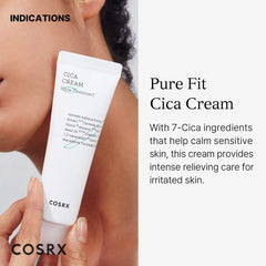 COSRX Pure Fit Cica Cream texture swirl highlights light, non-sticky daily moisturizer