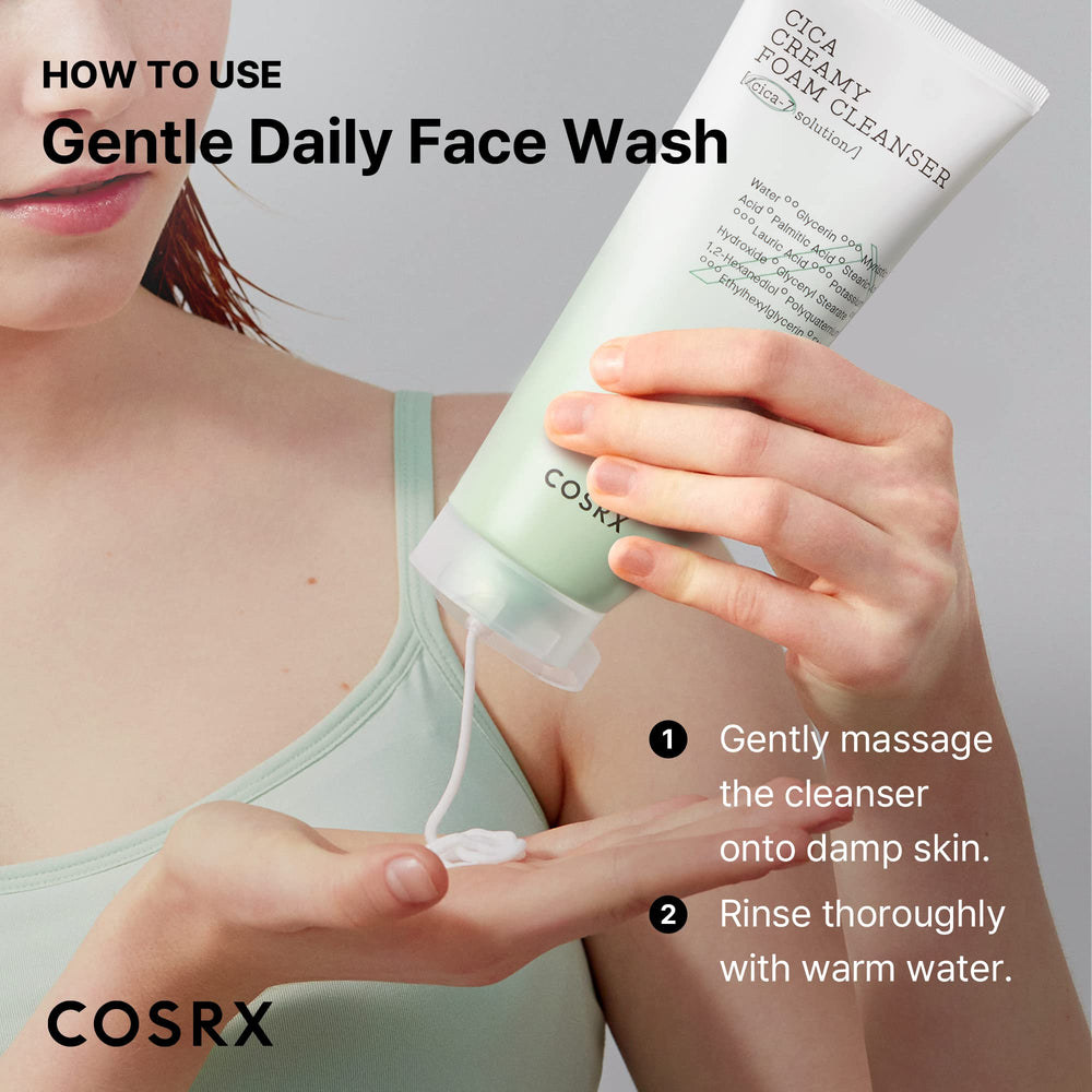 COSRX Pure Fit Cica Creamy Foam Cleanser after rinse skin feels refreshed and balanced