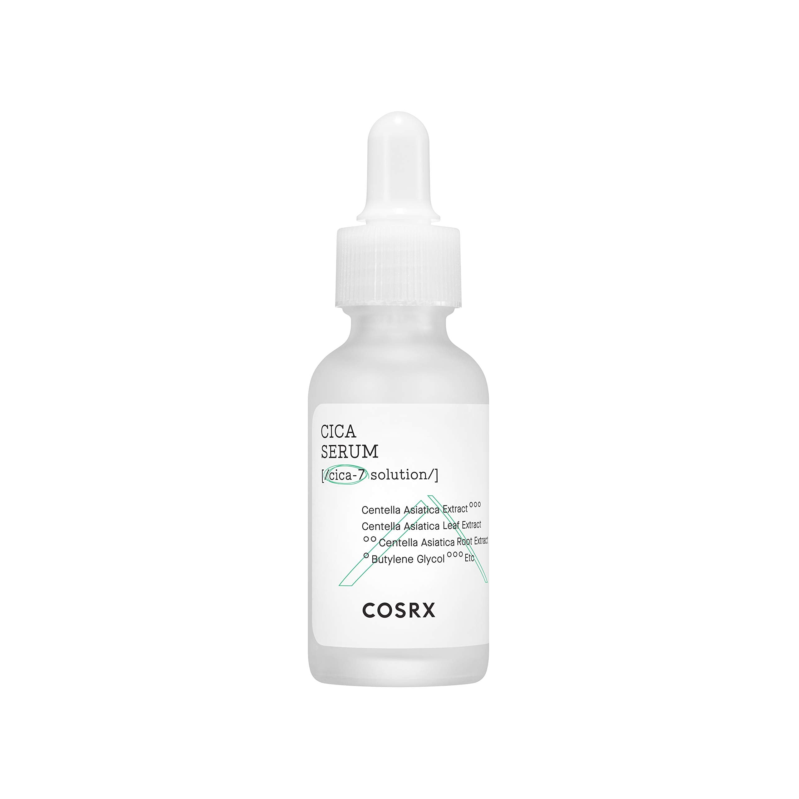 COSRX Pure Fit Cica Serum bottle closeup, soothing sensitive skin support