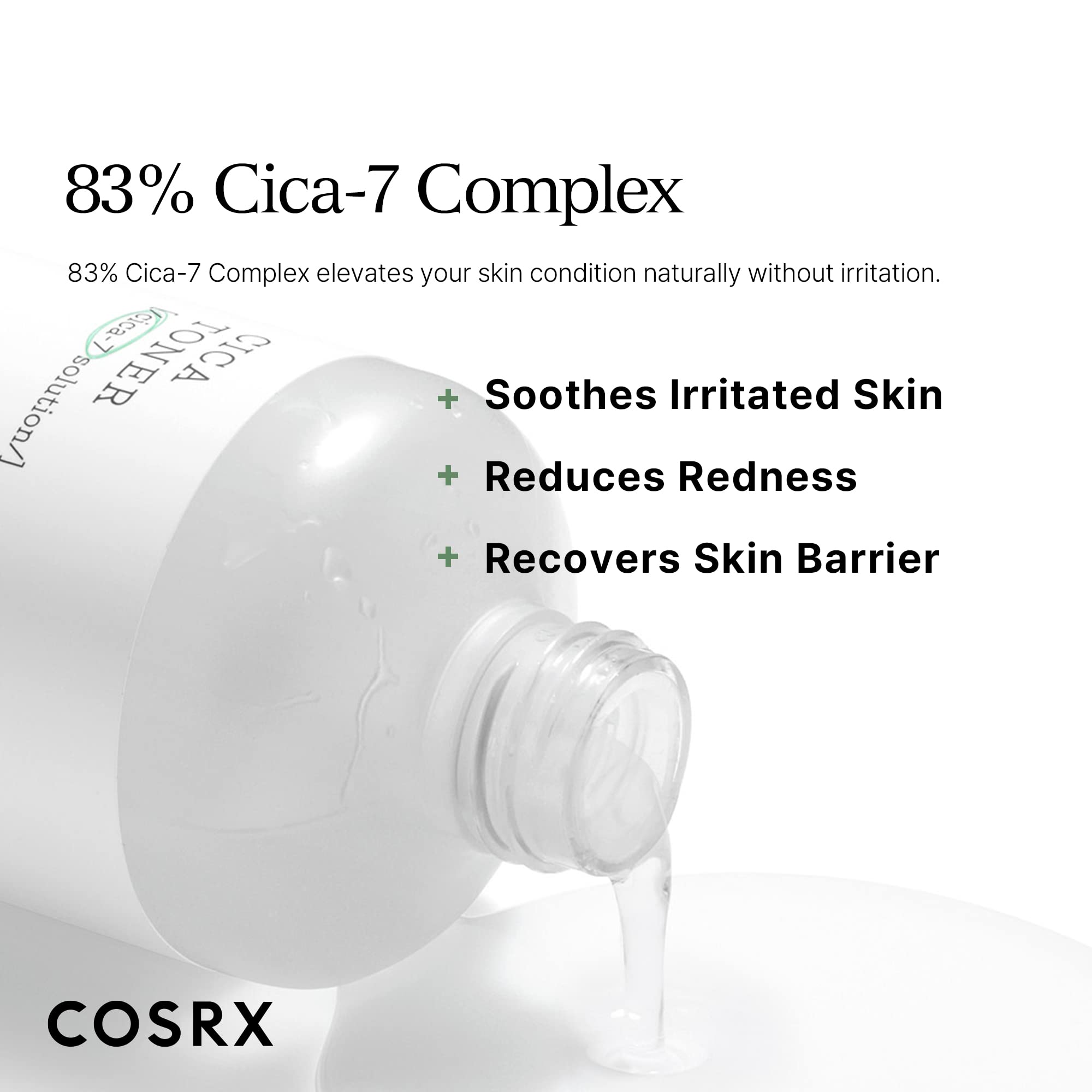 COSRX Pure Fit CICA Toner on a wet cotton pad for soothing hydration during application
