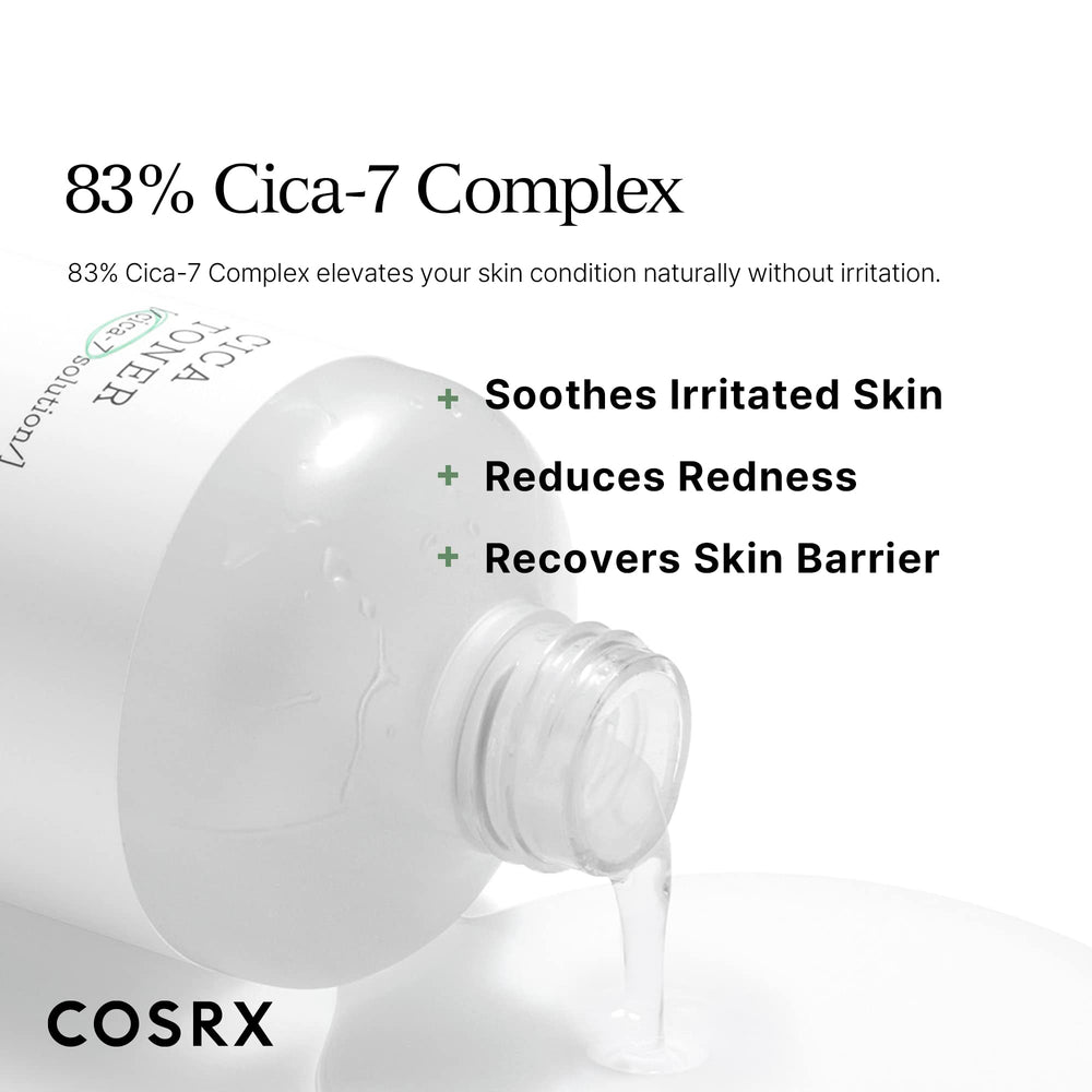 COSRX Pure Fit CICA Toner on a wet cotton pad for soothing hydration during application