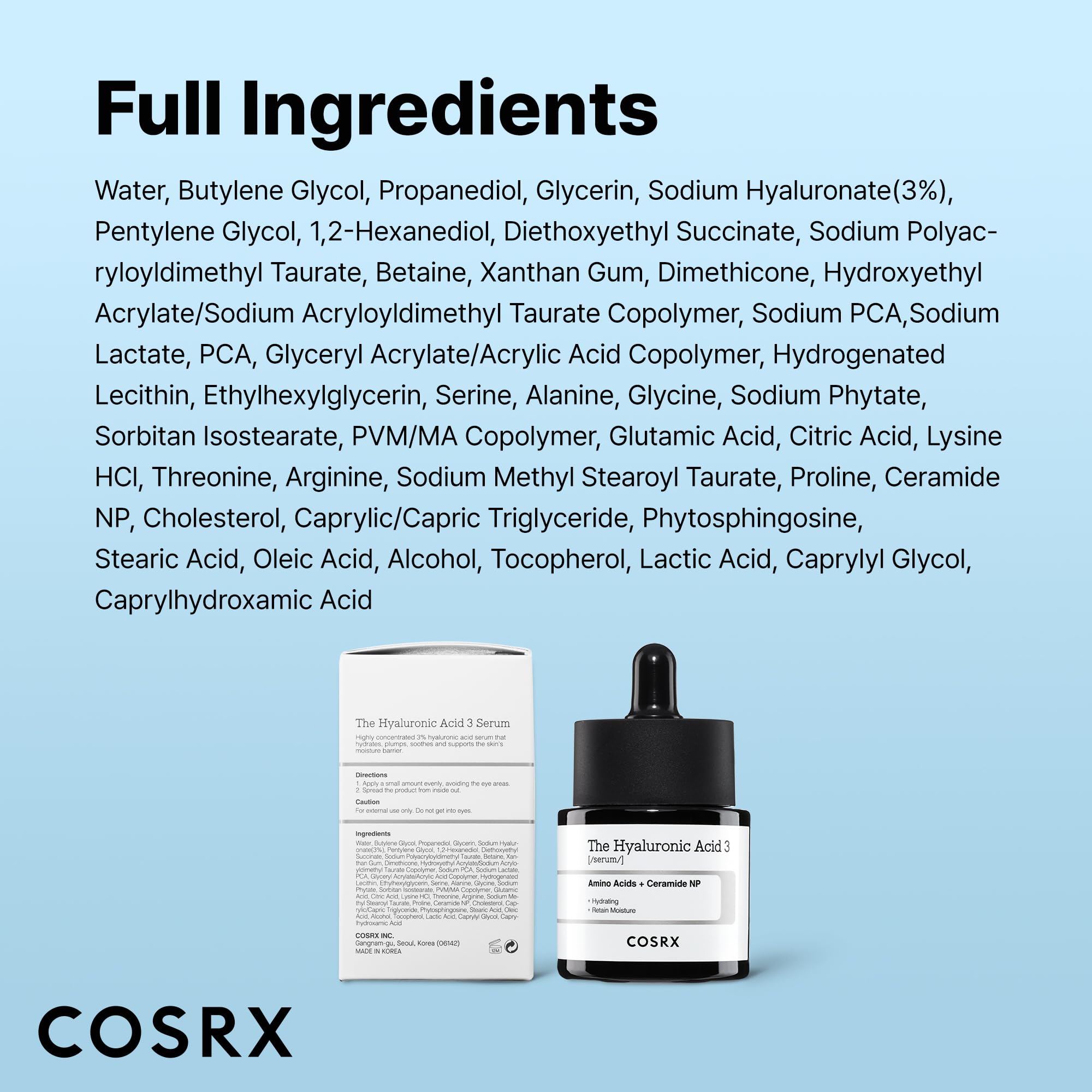 COSRX Pure Sodium Hyaluronic Acid 3% Serum gift set for stocking stuffers
