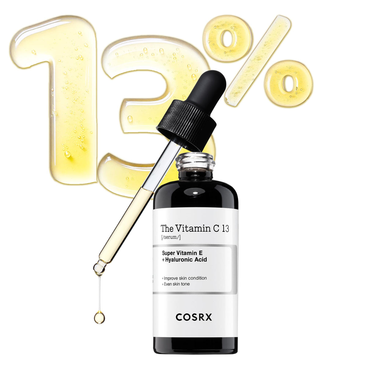 COSRX Pure Vitamin C 13% serum bottle side view highlighting the product design