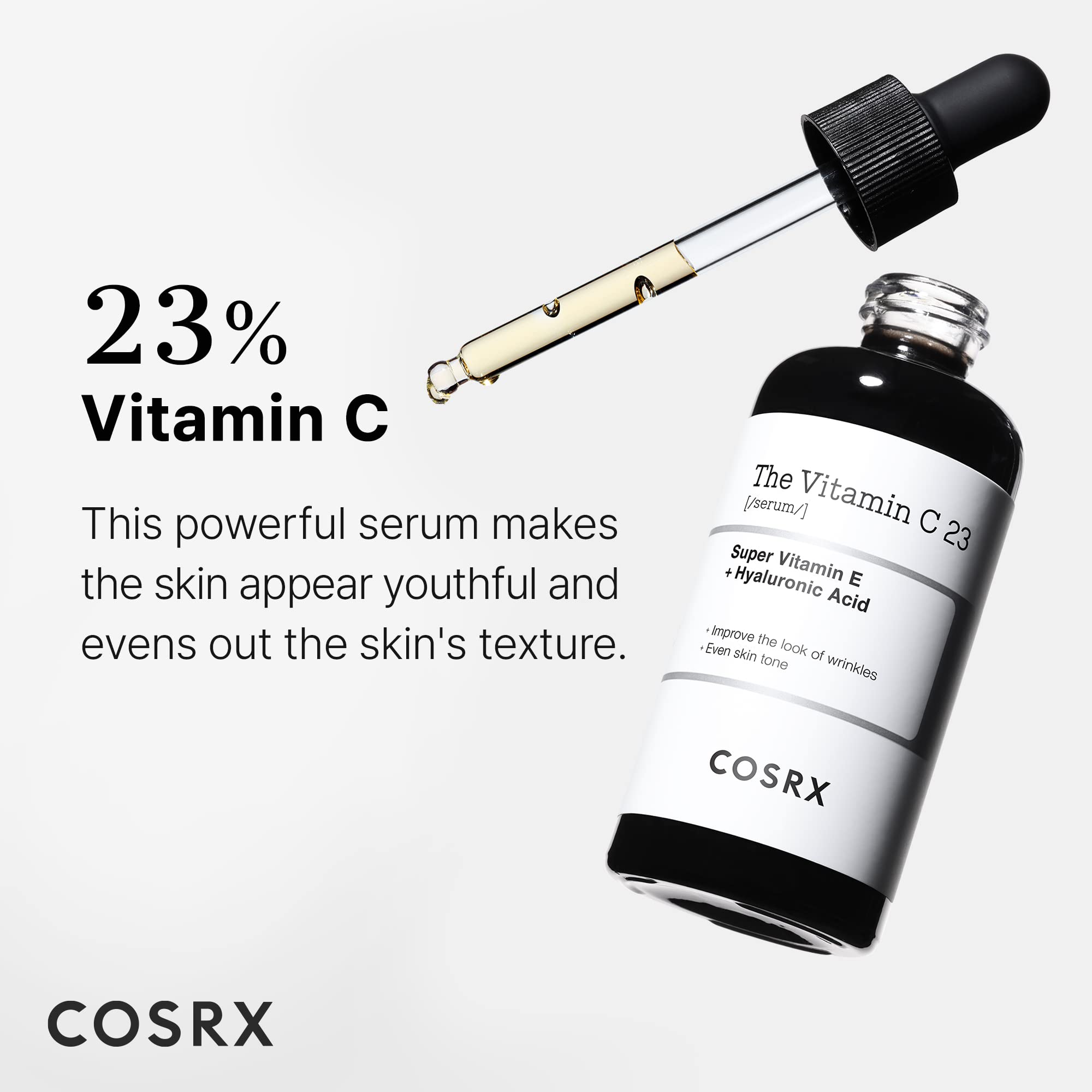 COSRX vitamin C serum applied under-eye area for gentle care.