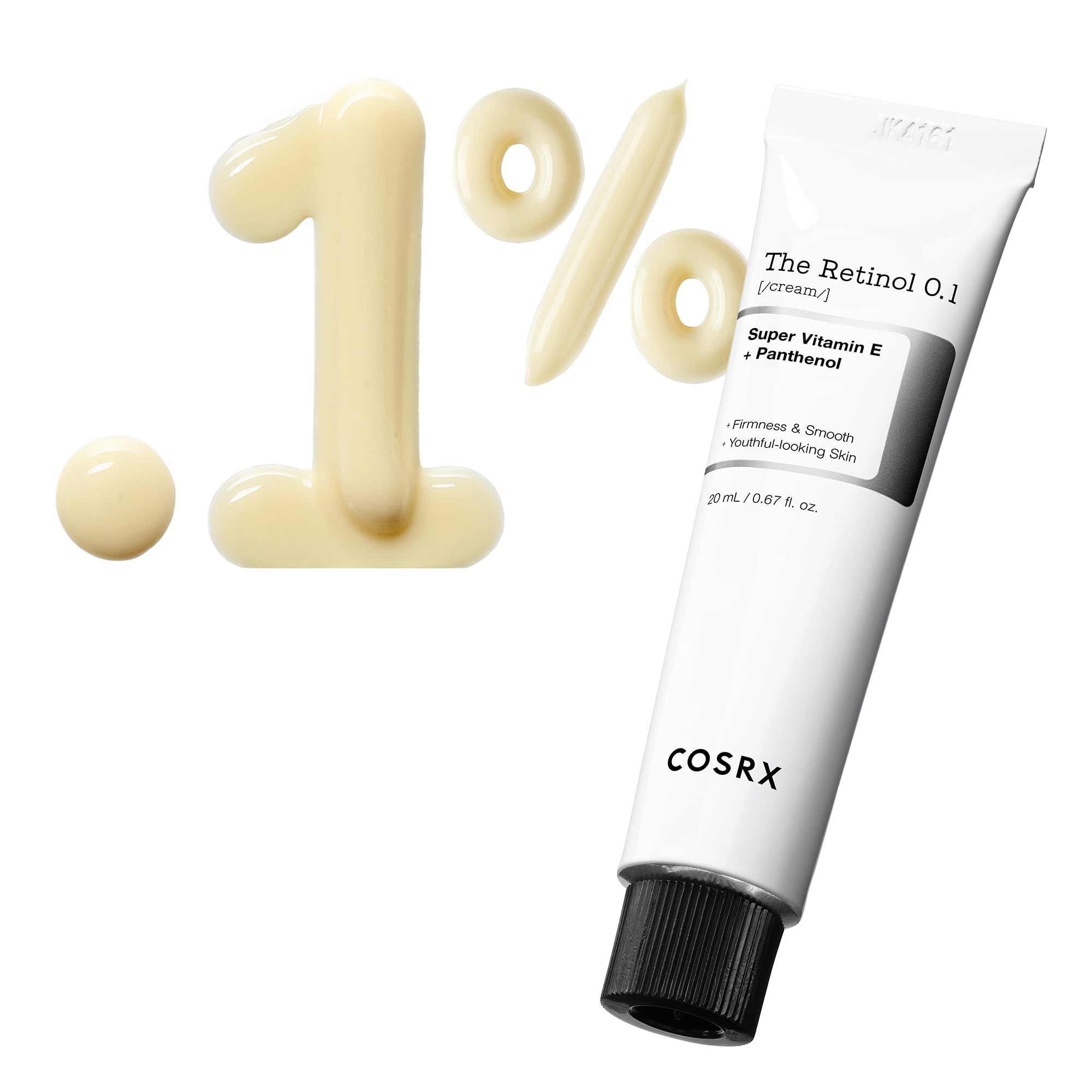 COSRX Retinol 0.1% Cream bottle closeup shows gentle retinol for smoother skin