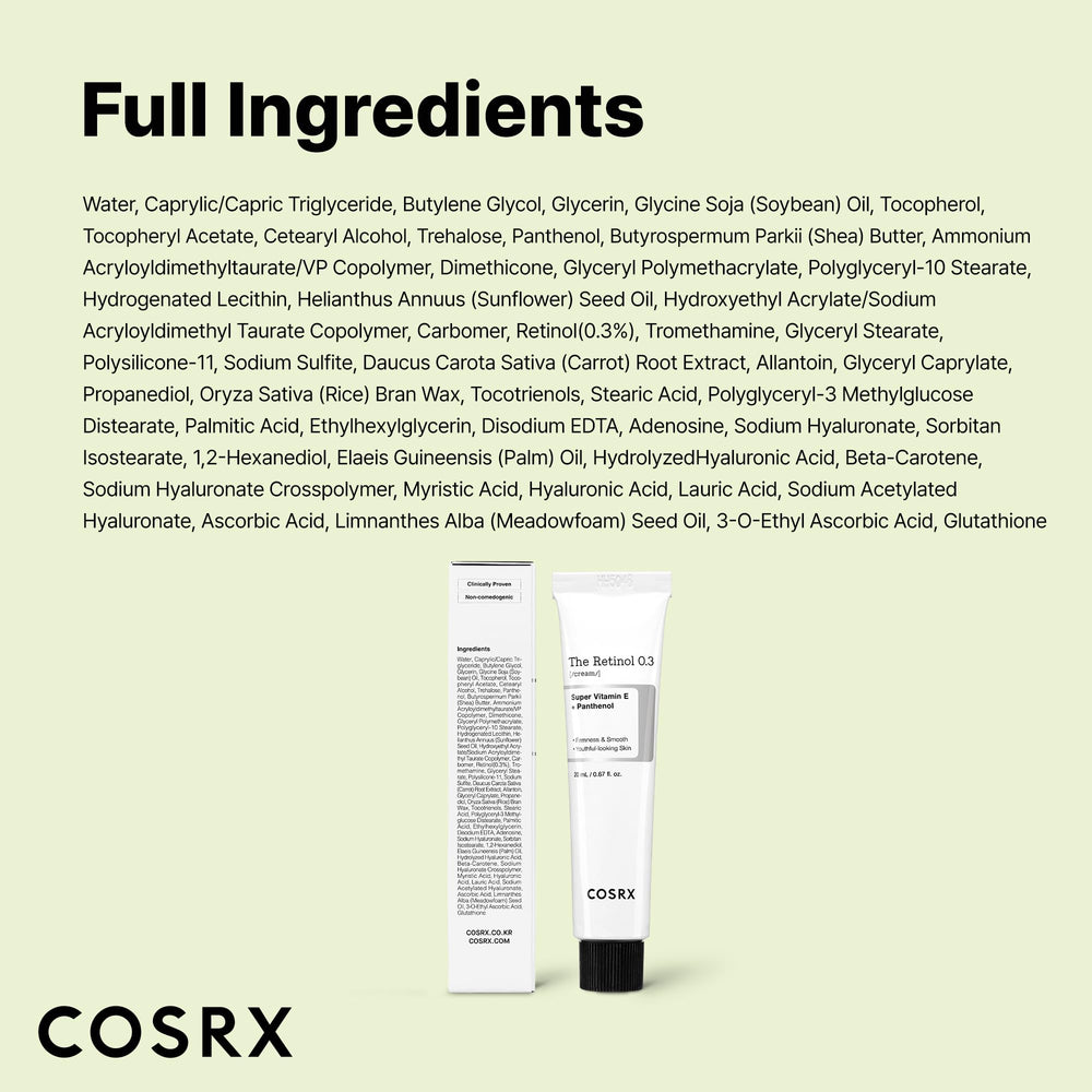 COSRX Retinol 0.3% Cream boxed packaging suggests gift-ready skincare