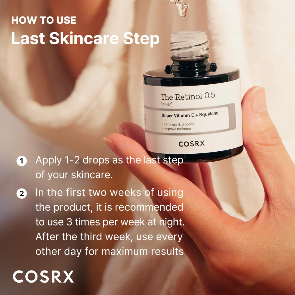 COSRX Retinol 0.5 Oil glow effect captured in mirror photo