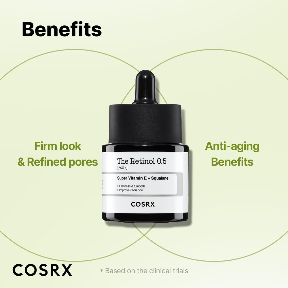 COSRX Retinol 0.5 Oil in bottle highlighting premium skincare formula