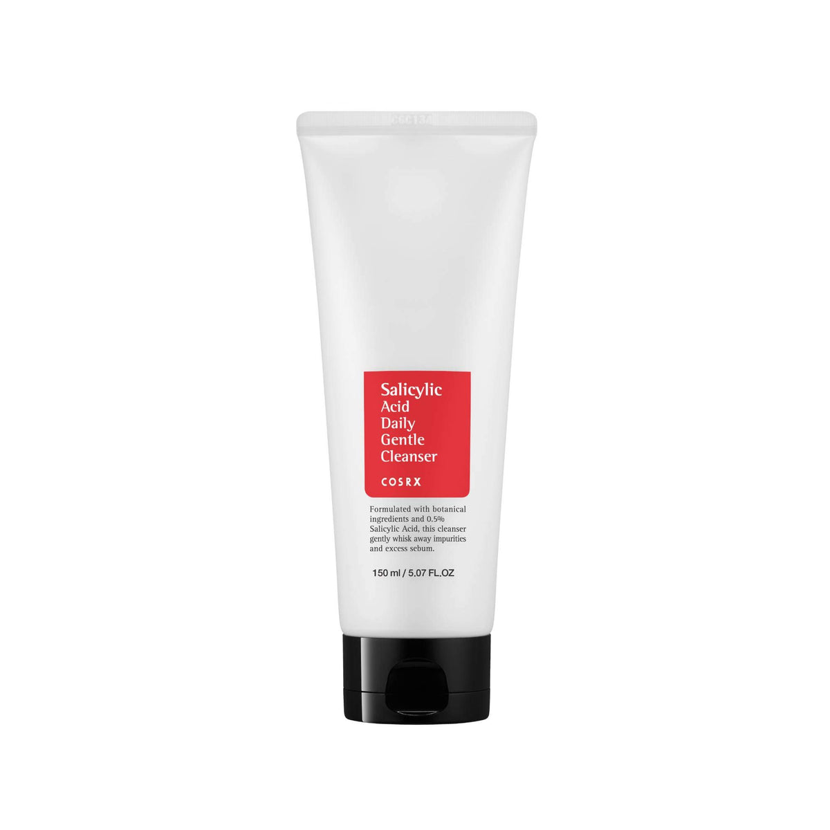 COSRX Salicylic Acid Daily Gentle Cleanser bottle with foamy lather for blemish-prone skin
