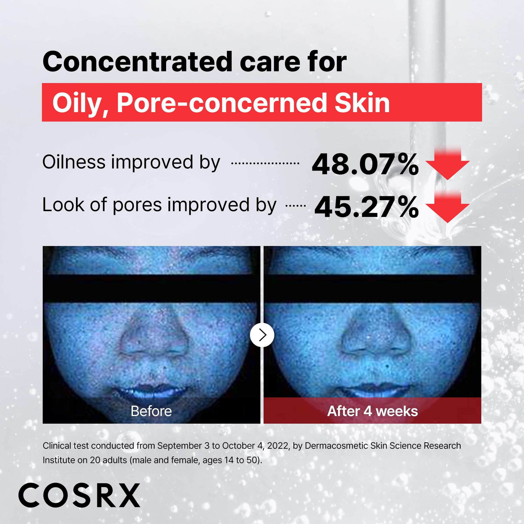 COSRX-serum-dots-on-skin-application shows quick absorption for a fresh feel.