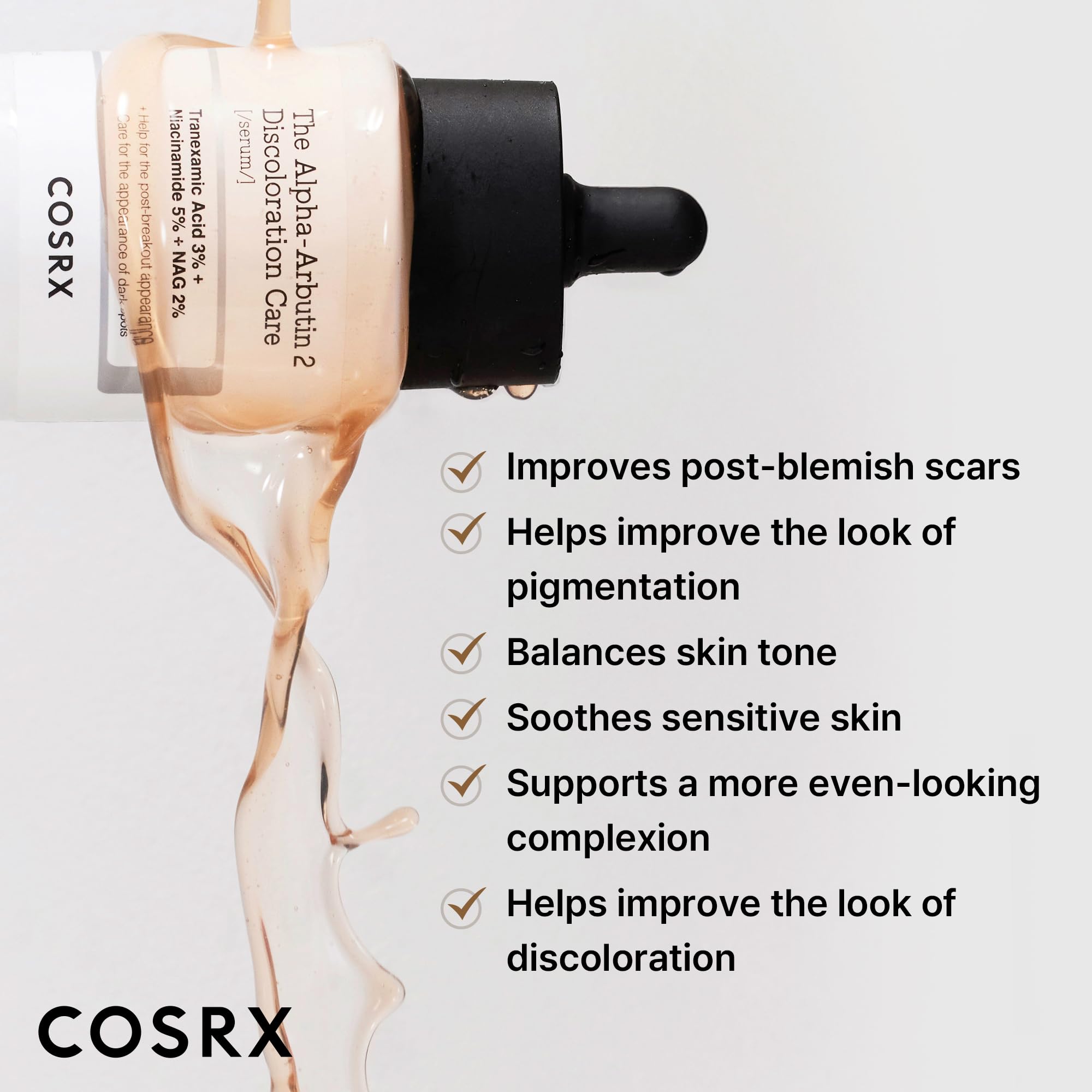 COSRX Niacinamide Glutathione Tranexamic Acid ensemble promotes even skin tone and brightness
