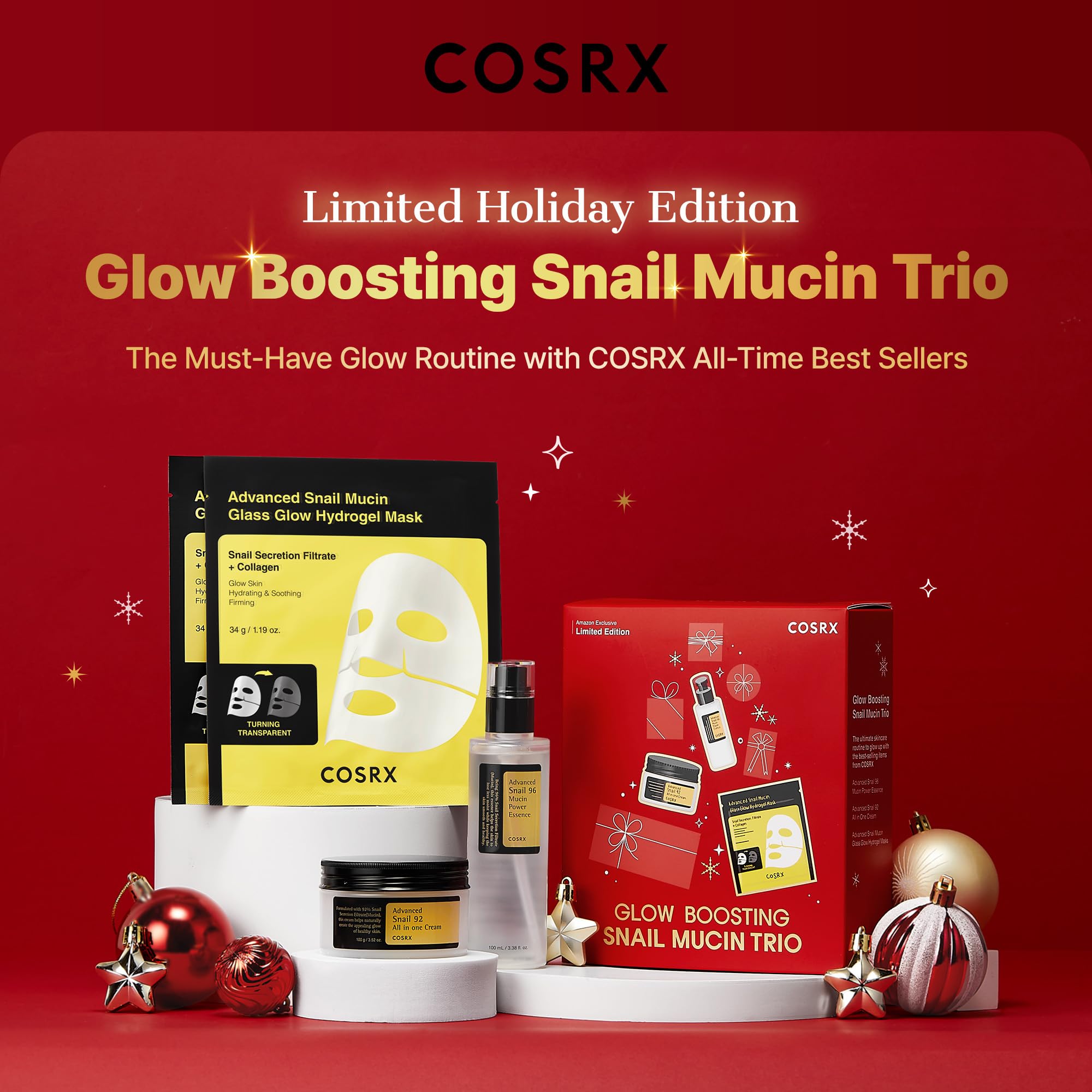 COSRX Snail Mucin 92% Cream tube provides deep hydration with a lightweight, non-sticky finish.