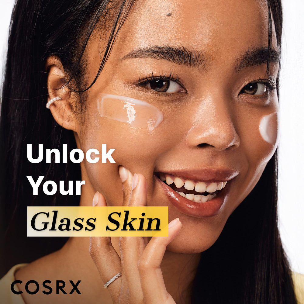 COSRX Snail Mucin 92% jar after-application glow on the skin.