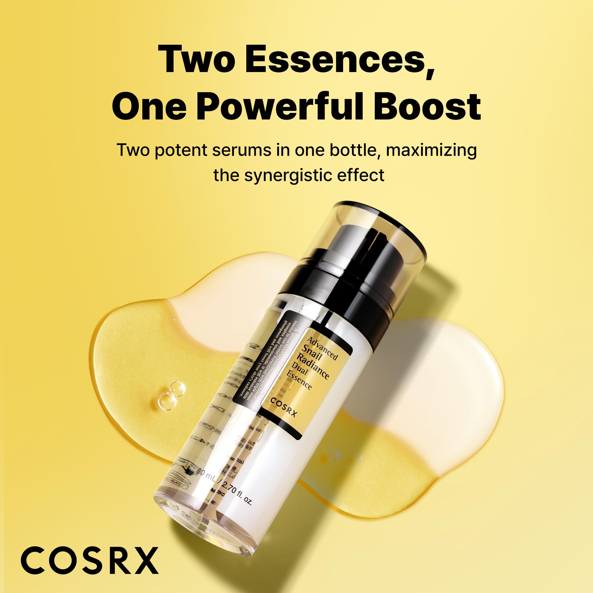 Cream and clear textures blend on skin to boost elasticity and glow with COSRX