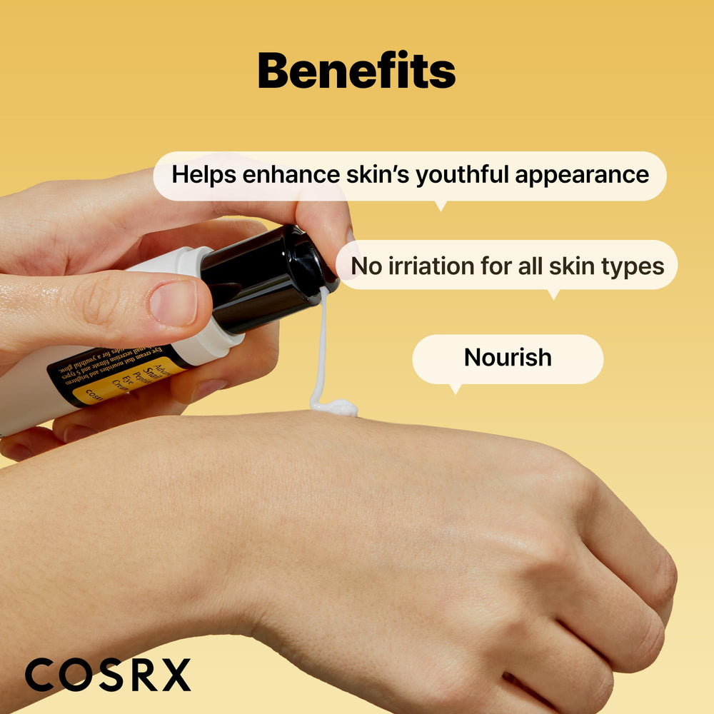 COSRX Snail Mucin Peptide Under Eye Cream jar emphasizes premium formula for nighttime use