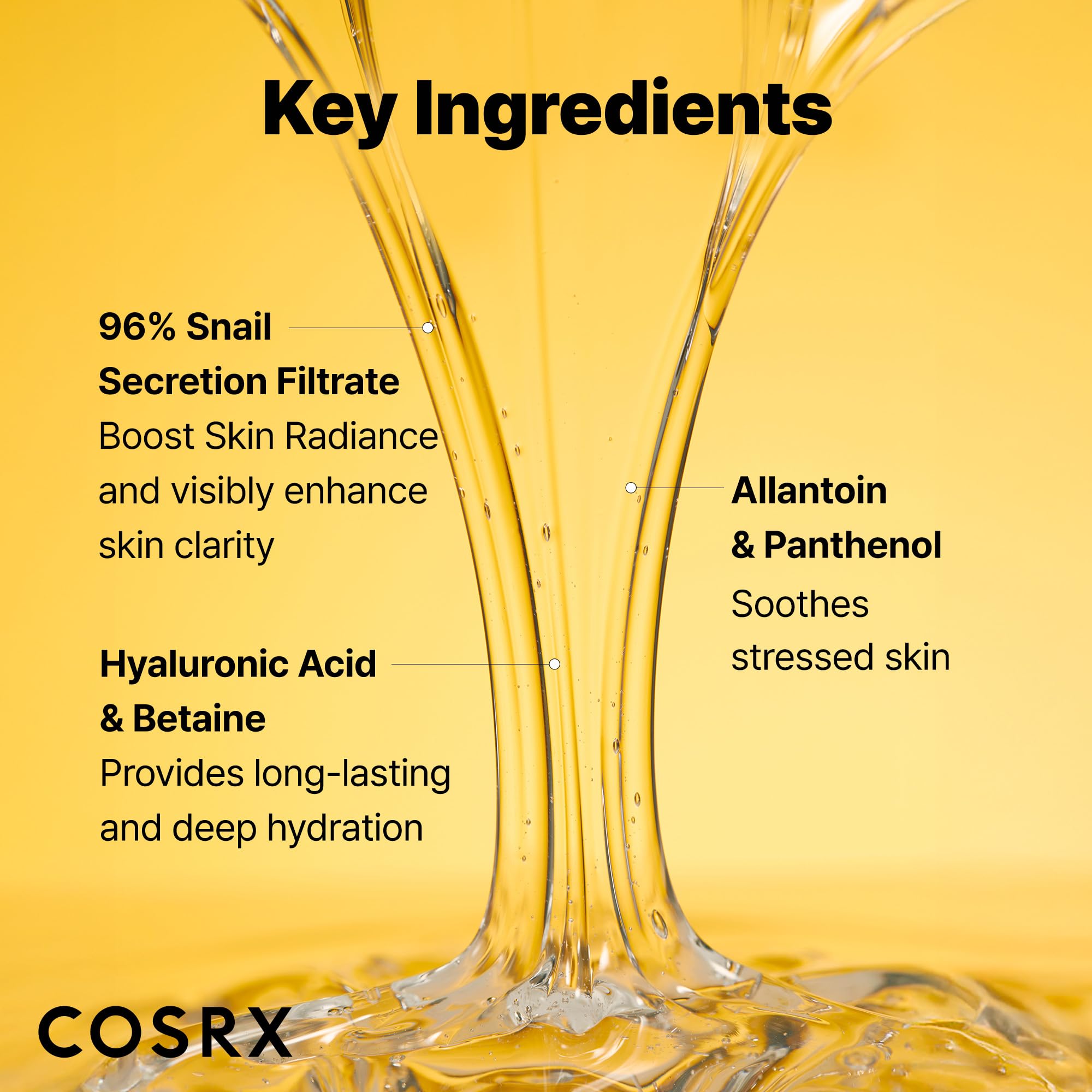 COSRX Snail Mucin Serum on skin highlighting immediate soothing for dehydrated areas