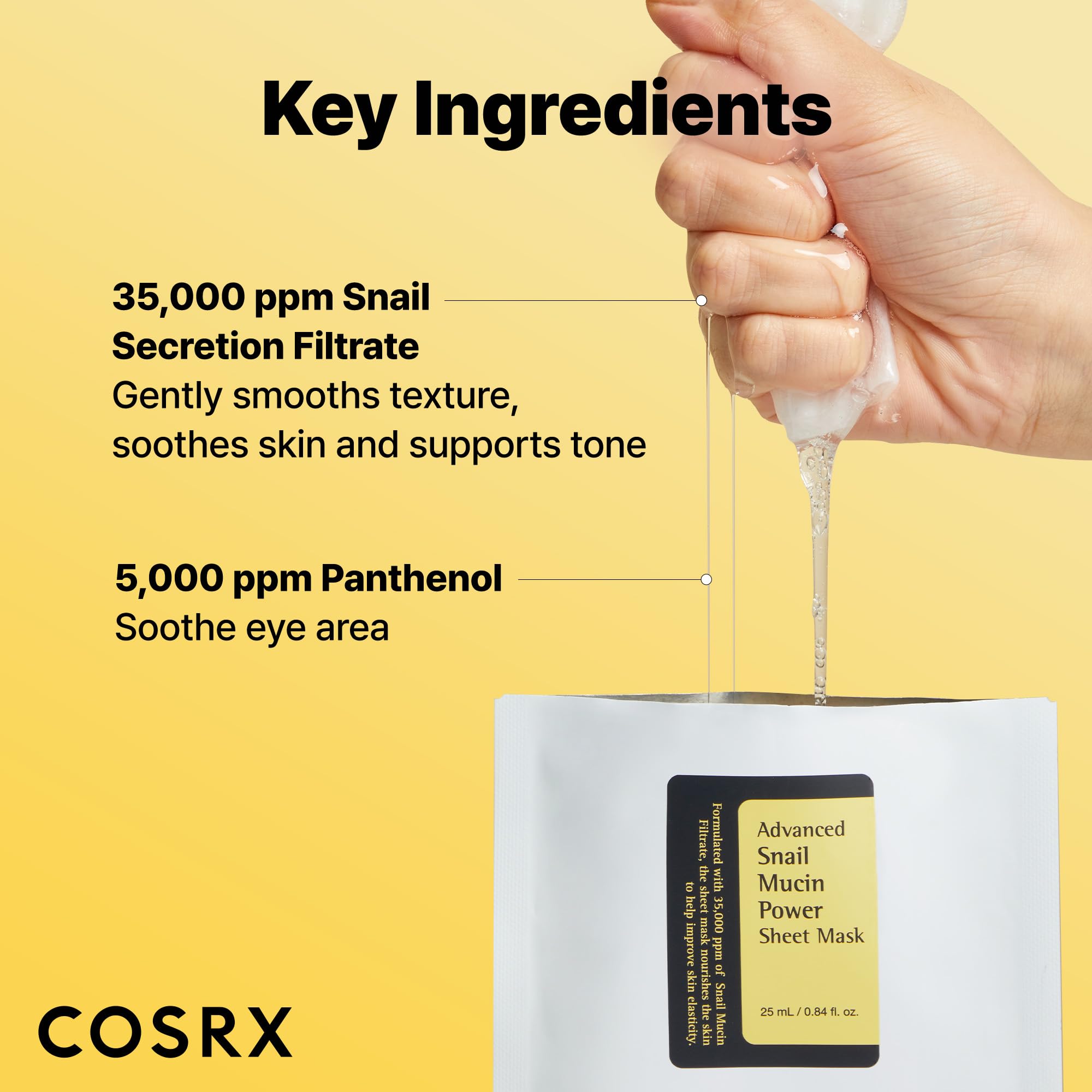 COSRX Snail Mucin Sheet Mask on skin demonstrates instant moisture infusion
