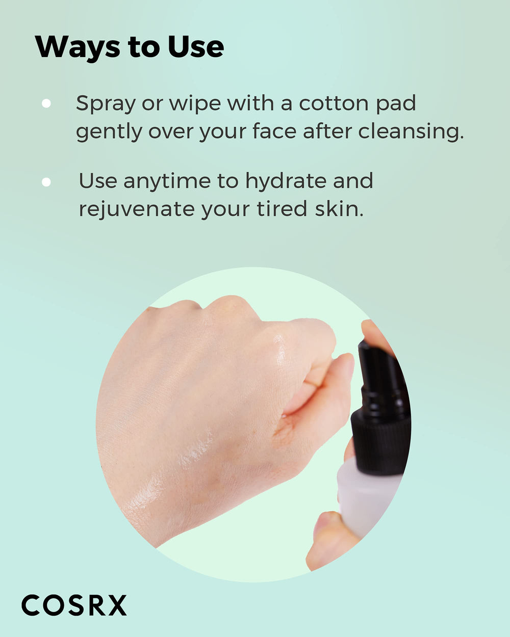 COSRX Toner on cotton pad shows typical skincare prep step.