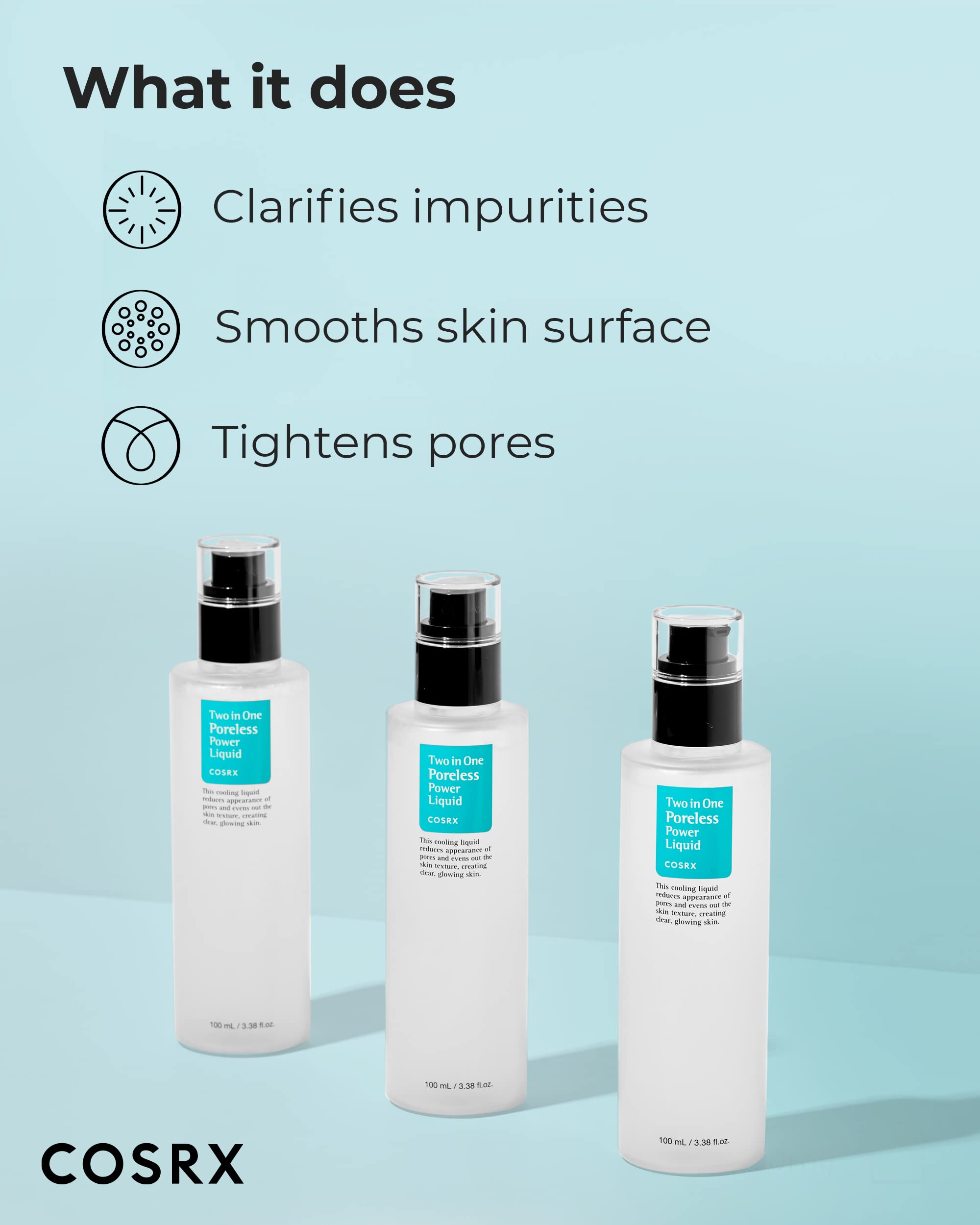 COSRX serum absorbed into skin delivering instant cooling and smoother pores.