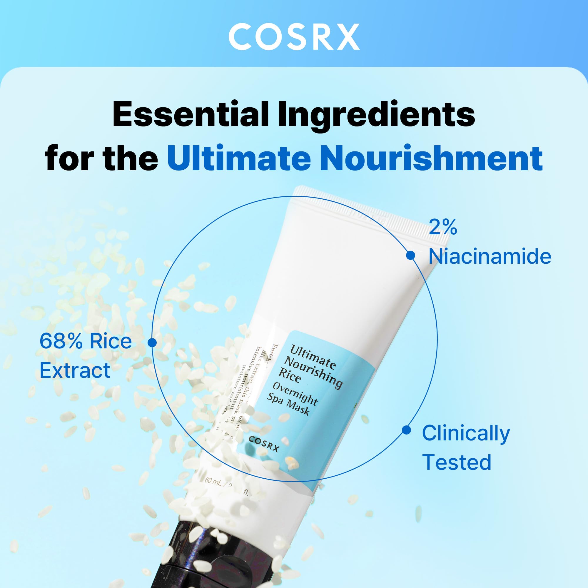 COSRX rice-extract-68-percent swatch shows rich hydration and calming feel for overnight use.