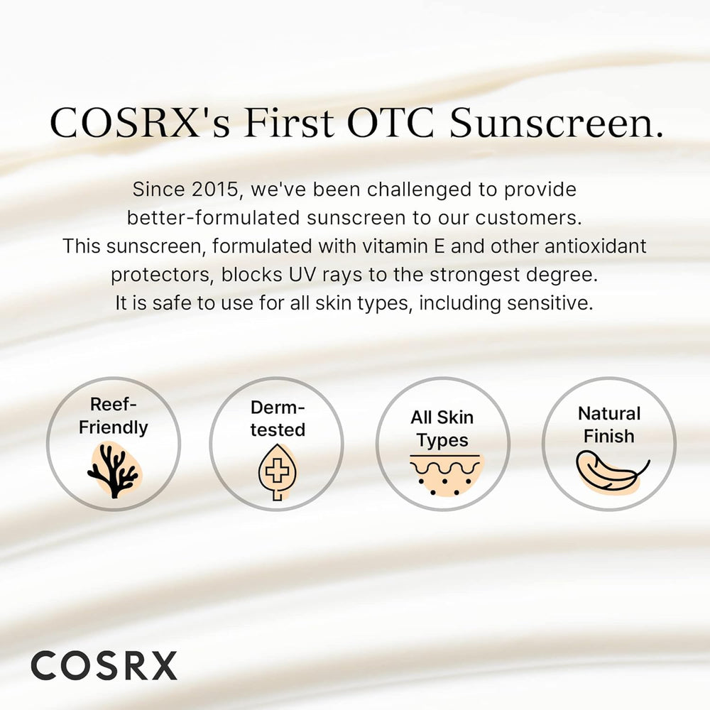 COSRX Vitamin E sunscreen semi-matte finish offers natural glow without greasiness.