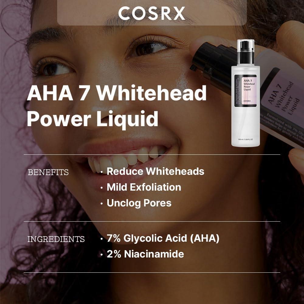 COSRX Whitehead Removal Liquid application demonstrates mild exfoliation for fewer whiteheads.