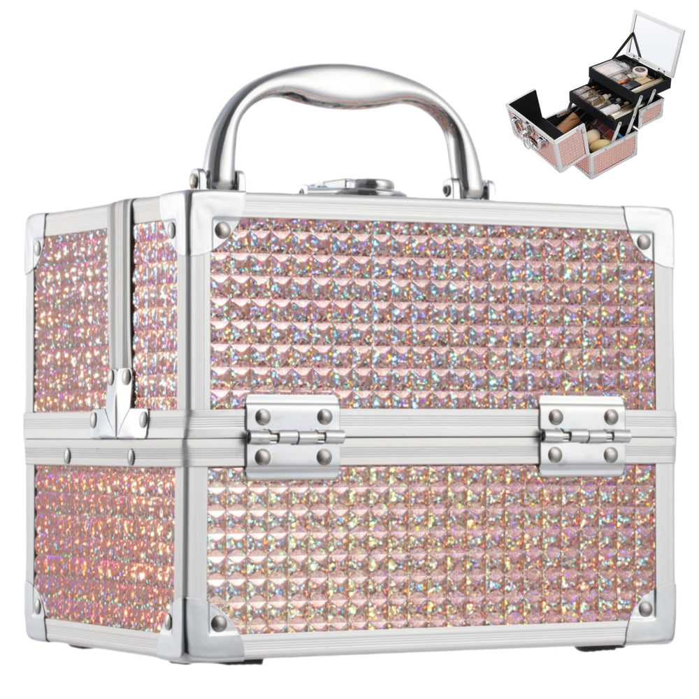 Costravio makeup box with mirror enables on-the-go touchups and quick glam sessions.