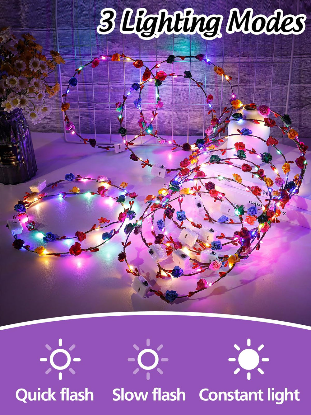 Cosweet LED flower crowns bridesmaids wear for elegant ceremony styling.